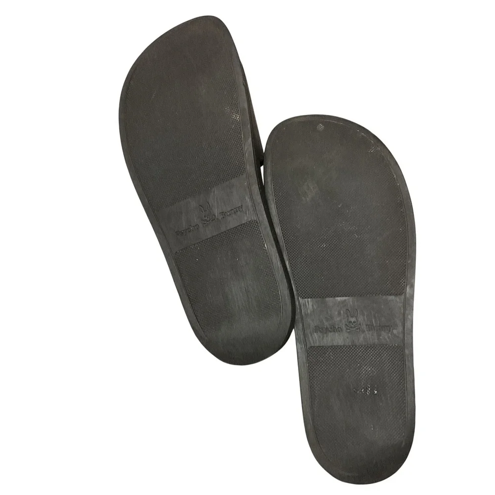 Psycho Bunny Men's Embossed Bunny Logo Casual Loungewear Slides Black Size 10